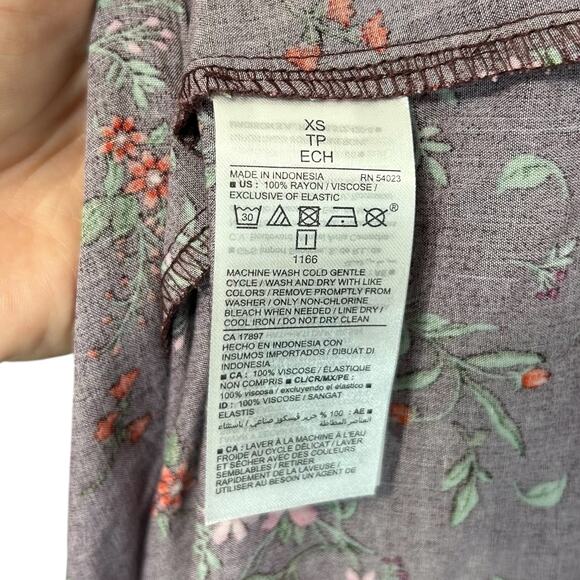 Old Navy Puff-Sleeve Floral Maxi Shift Dress NWT Women's Sz XS Plum Cottagecore - Picture 7 of 8